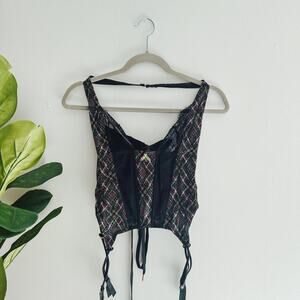 Savage X Fenty Black Lace Corset Top w/ Beetle Charm Size S